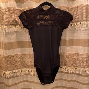 Black Lace Turtleneck Eleve Leotard